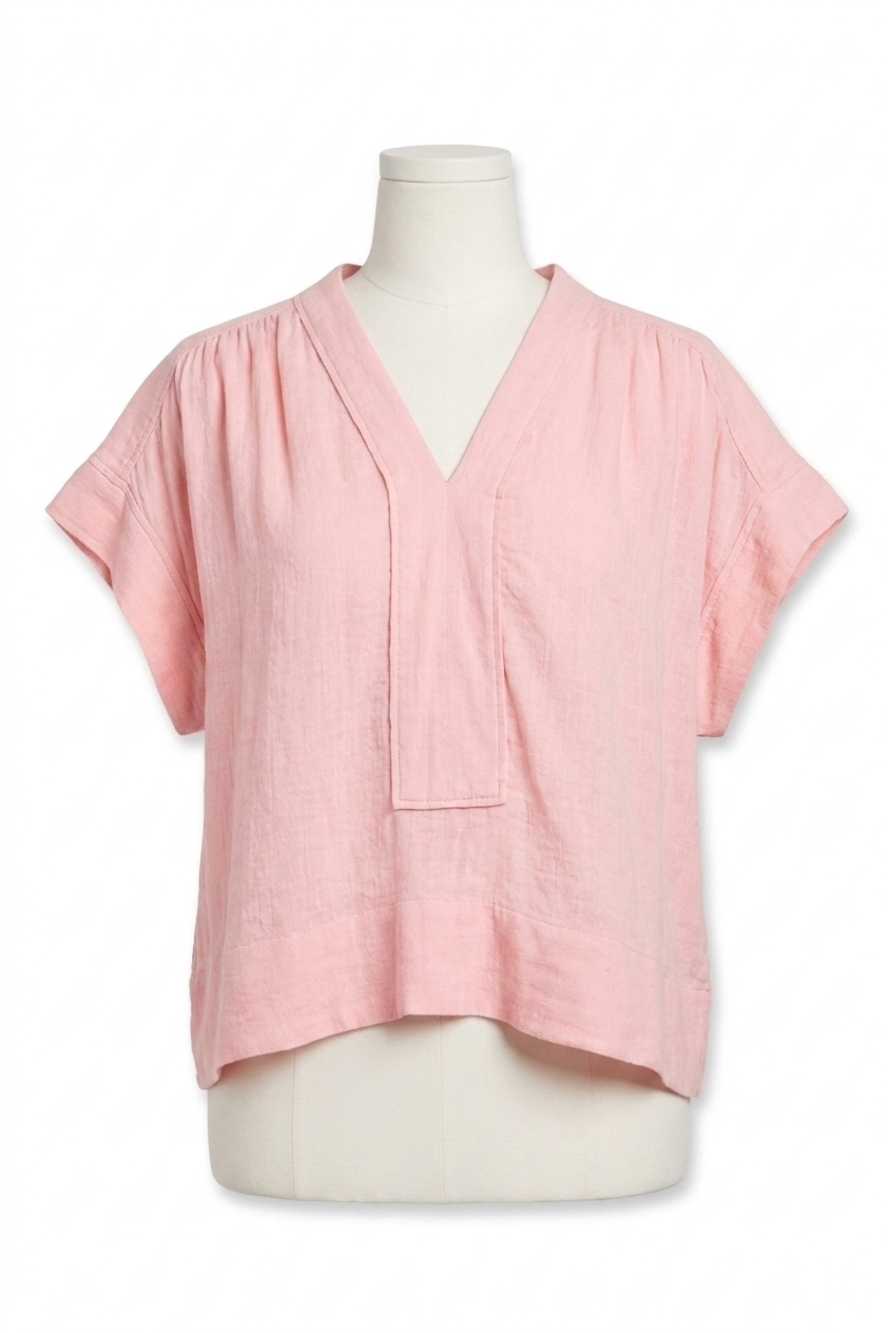 NEW OLIPHANT roll sleeve top in bahama pink
